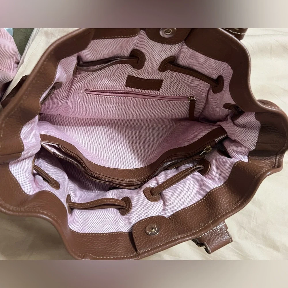 Dooney & Bourke Brown Pebbled Leather Tote Bag - Picture 6 of 8